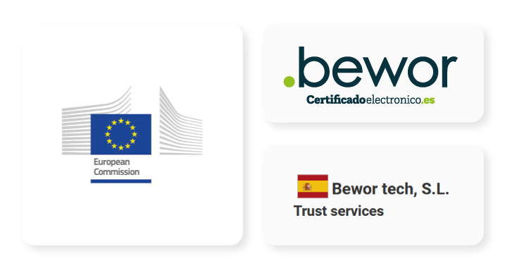 logotipos de bewor y prestadores de servicios de confianza en la ue