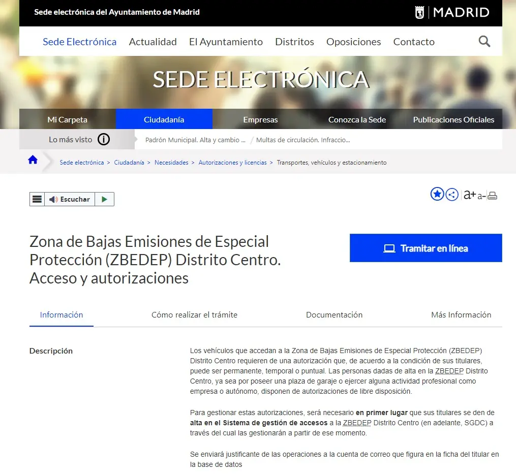 ZBEDEP - Ayuntamiento de Madrid - CertificadoElectronico.es