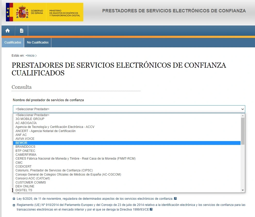 Prestadores de servicios electrónicos de confianza - Qué es un certificado digital - CertificadoElectronico.es