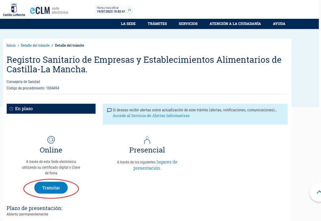 Sede-electrónica-Castilla-La-Mancha-Certificado-Sanitario-Alimentario-CErtificadoElectronico.es