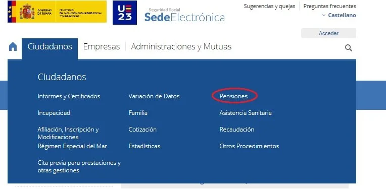Sede electronica Seguridad Social - Pensión de viudedad - CertificadoElectronico.es