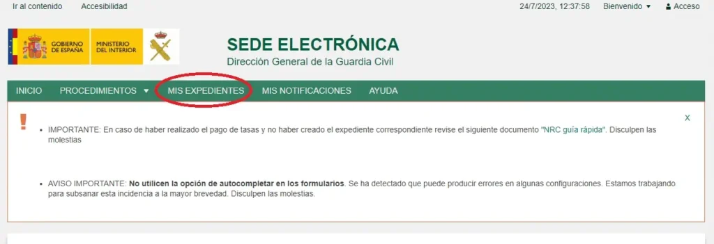 sede electrónica - marca de la Guardia Civil - CertificadoElectronico.es