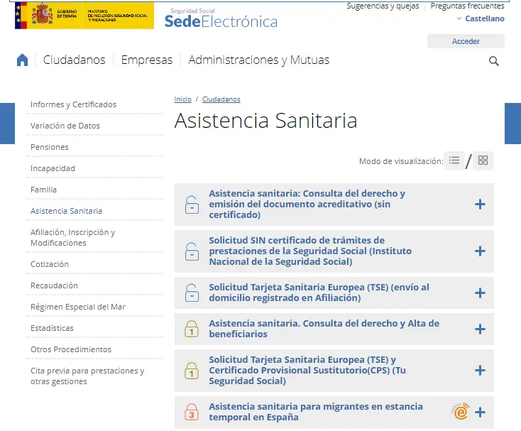 sede seguridad social - tarjeta sanitaria - CertificadoElectronico.es