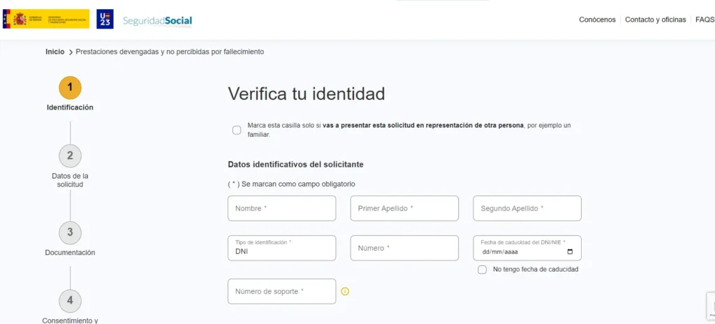 Formulario - prestaciones devengadas - CertificadoElectronico.es