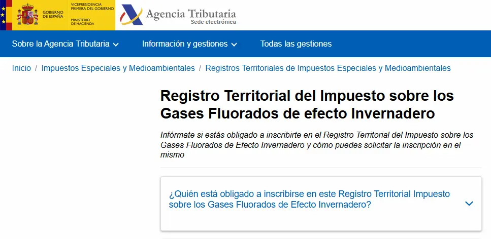 Sede Agencia Tributaria - gases efecto invernadero - certificadoelectronico.es