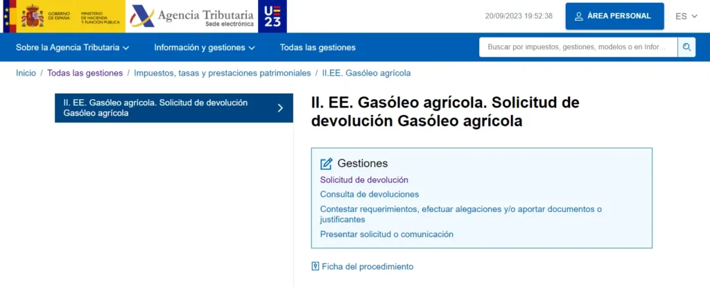 Sede electrónica Hacienda - impuesto al gasóleo agrícola - CertificadoElectronico.es