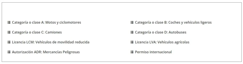 sede electrónica DGT - tipos de carnets de conducir - CertificadoElectronico.es