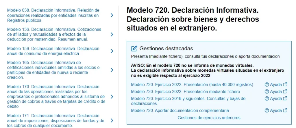 sede agencia tributaria - modelo 720 - CertificadoElectronico.es