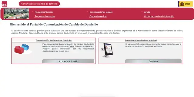 Portal de Comunicación de Cambio de domicilio - cambiar online tu dirección - CertificadoElectronico.es