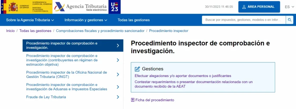 Blog 123.1. - procedimiento inspector - CertificadoElectronico.es