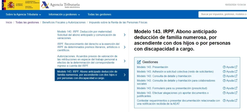 Modelo 143 - cónyuge por discapacidad - CertificadoElectronico.es