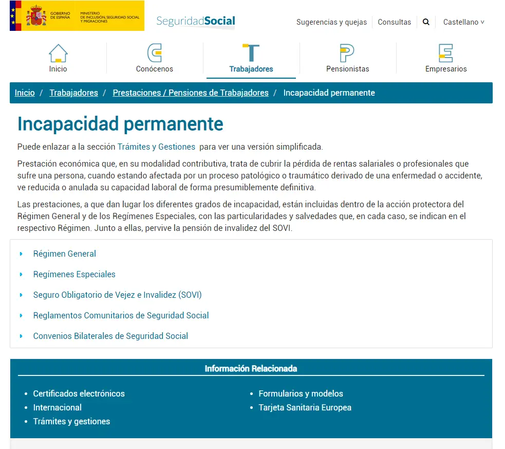 Sede electrónica - pensión de incapacidad permanente - CertificadoElectronico.es