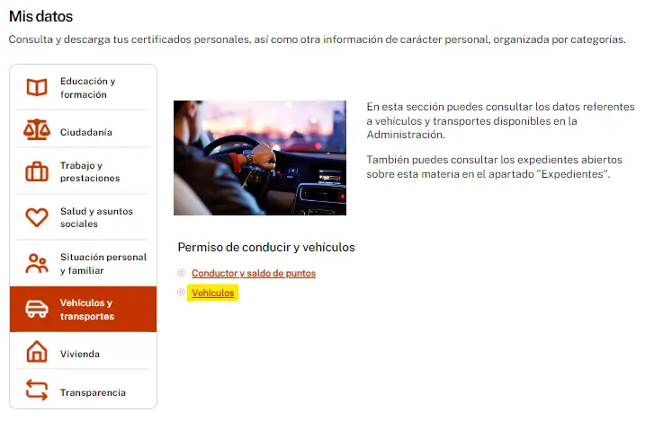 vehículos- Carpeta ciudadana - CertificadoElectronico.es