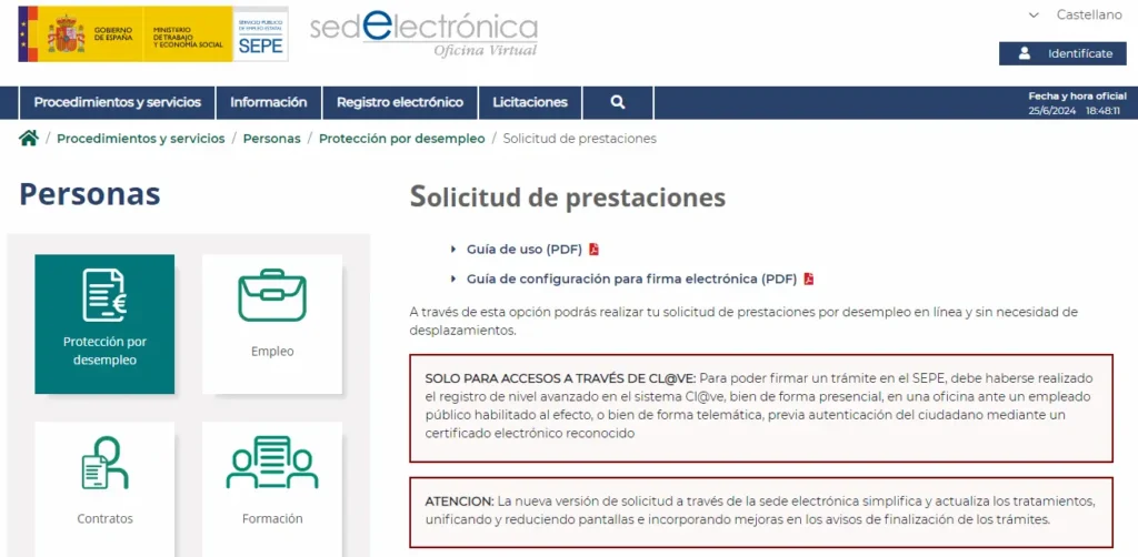 Sede SEPE - capitalizar de la prestación por desempleo - CertificadoElectronico.es