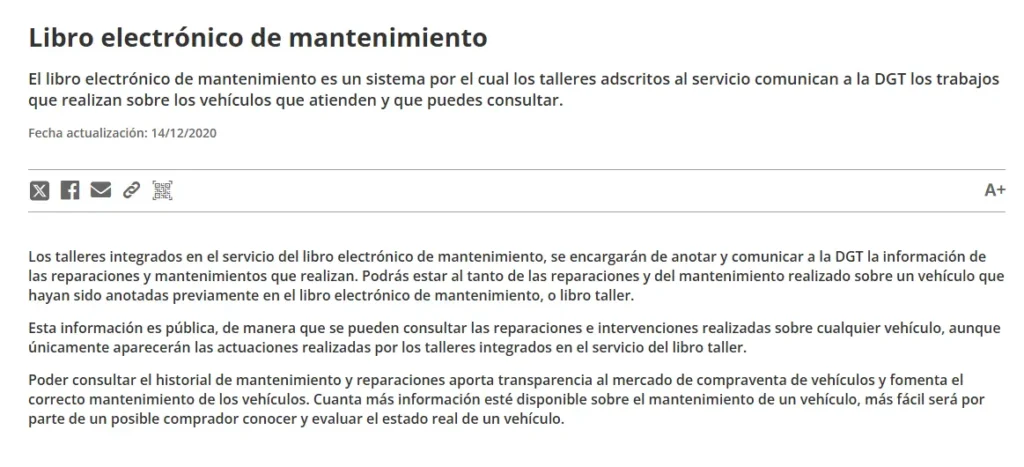 Libro de mantimiento DGT - informe online - CertificadoElectronico.es