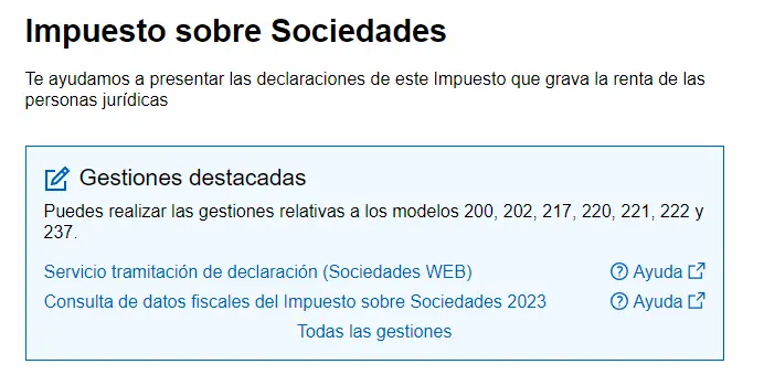 Sede Agencia Tributaria - Impuesto de Sociedades - CertificadoElectronico.es